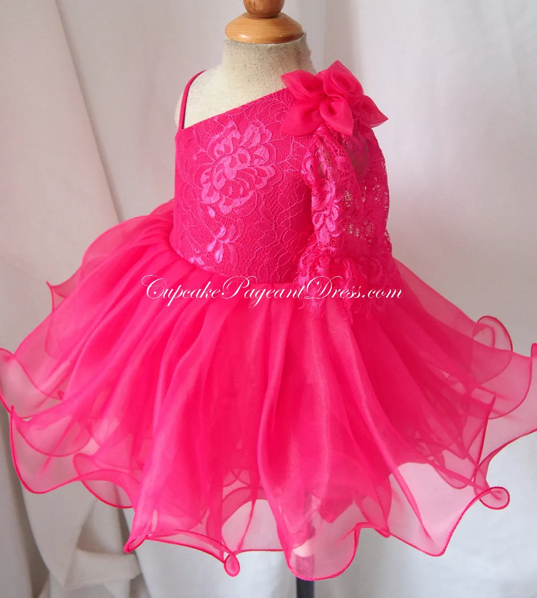 One Shoulder Lace toddler/baby/children/kids doll style Girl's Pageant Dress