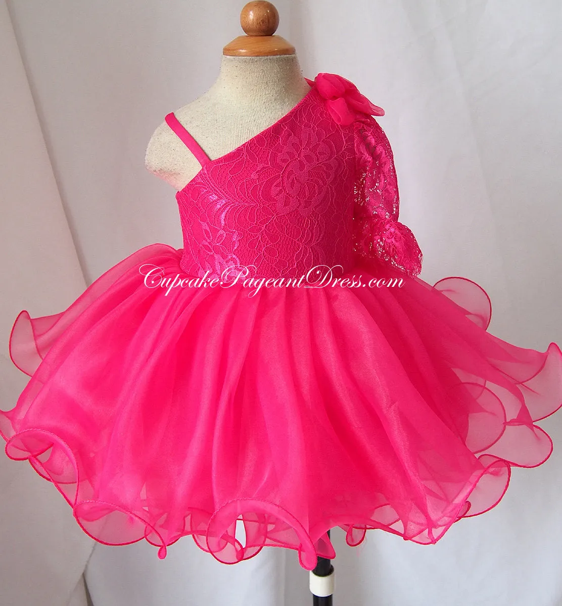 One Shoulder Lace toddler/baby/children/kids doll style Girl's Pageant Dress