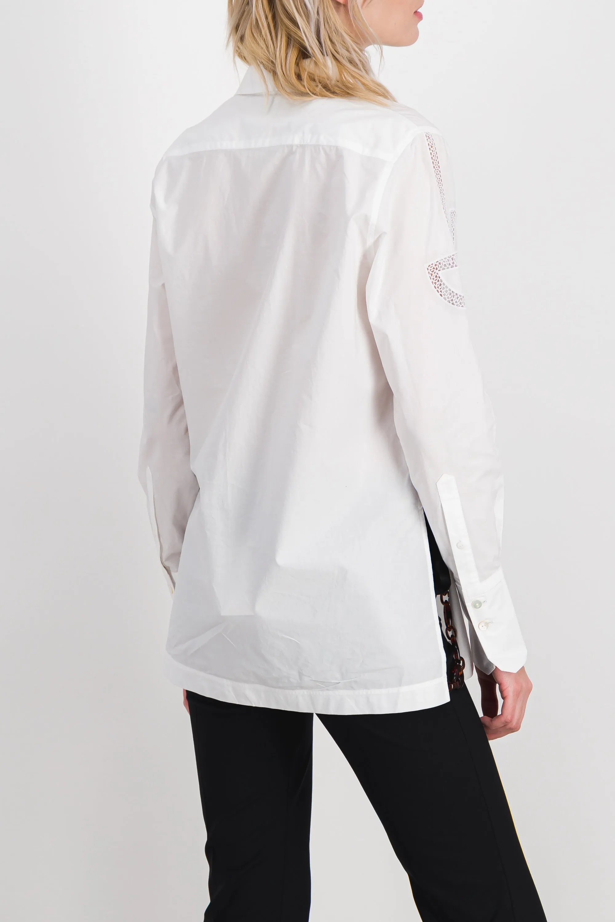 Organic cotton poplin embroidered logo shirt