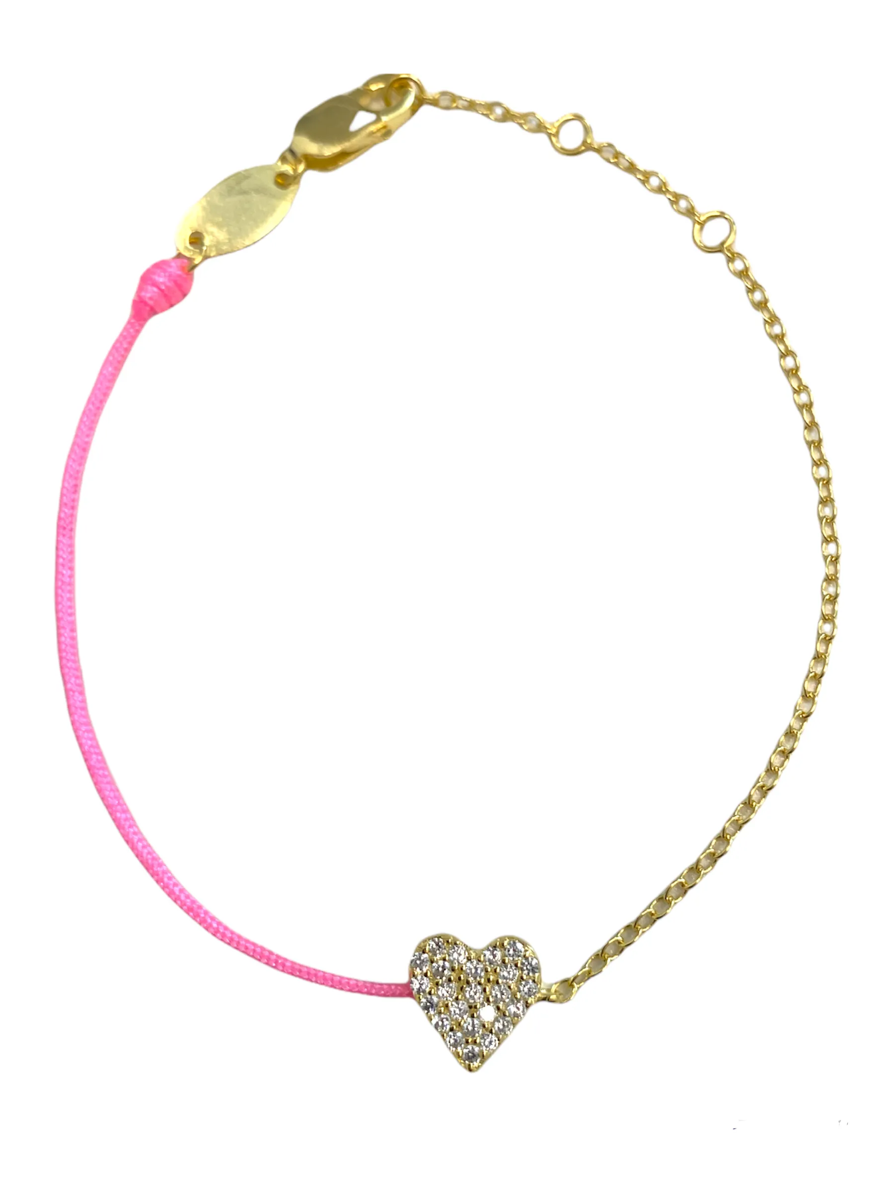 Pave Heart String Bracelet