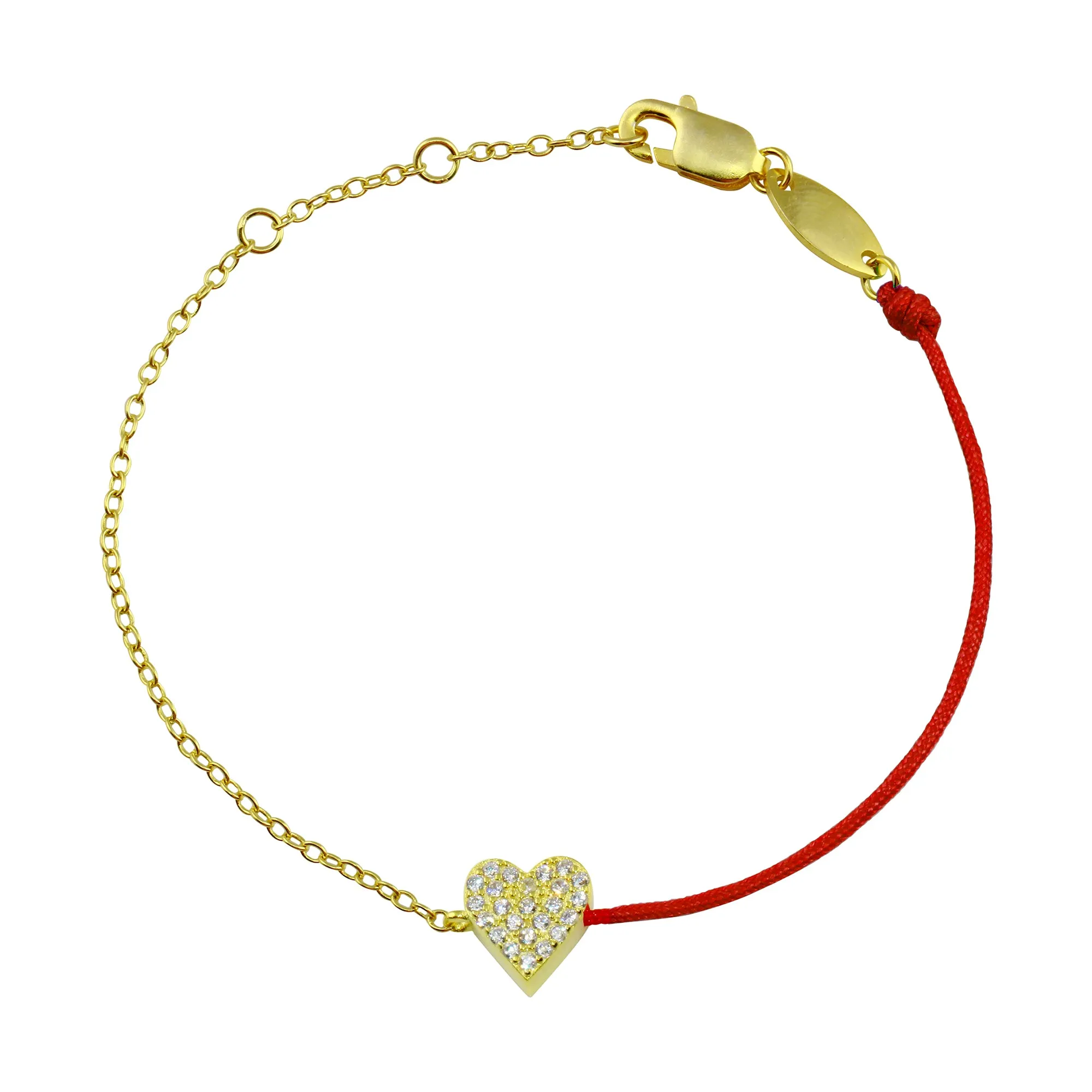 Pave Heart String Bracelet