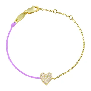 Pave Heart String Bracelet