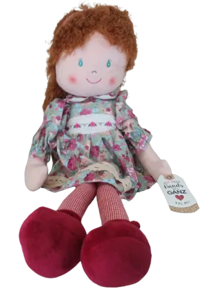 Plush Olivia Rag Doll with Red Hair & Pink Flowered Dress  20"