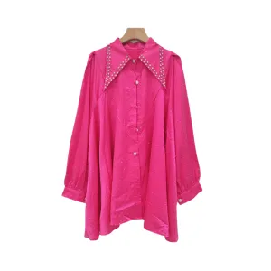 Pre Order:  Diamond Studded Loose Long Sleeved Thin Shirt