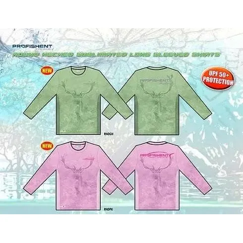 Profishent Sublimated Round Neck Long Sleeve Deer Shirt - Pink