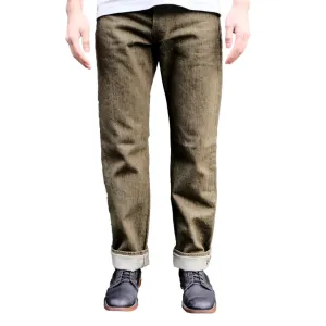 Pure Blue Japan OL-14oz-003 Olive Warp Selvedge Jeans (Regular Straight)