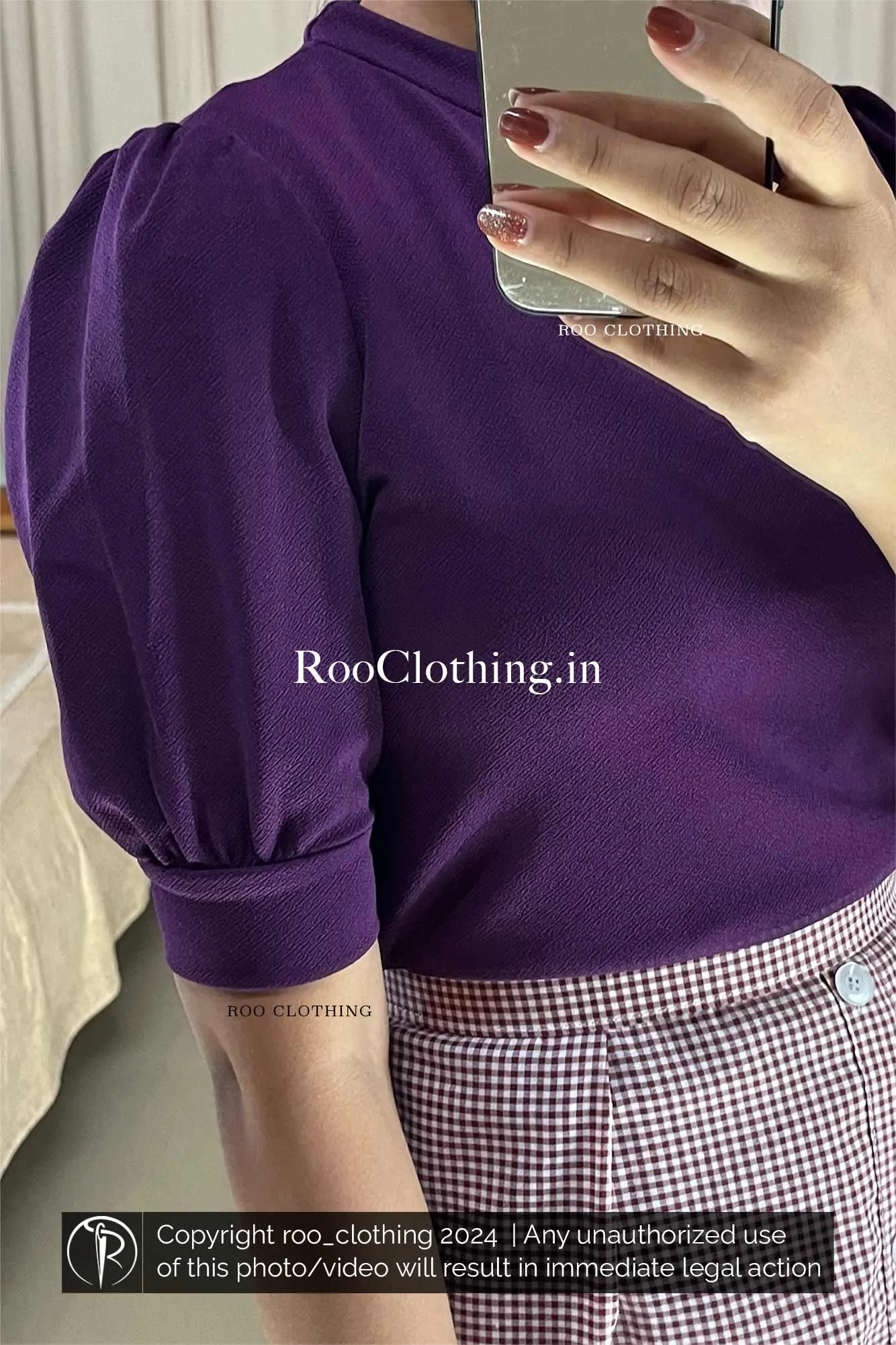 Purple And White Check Skirt Only