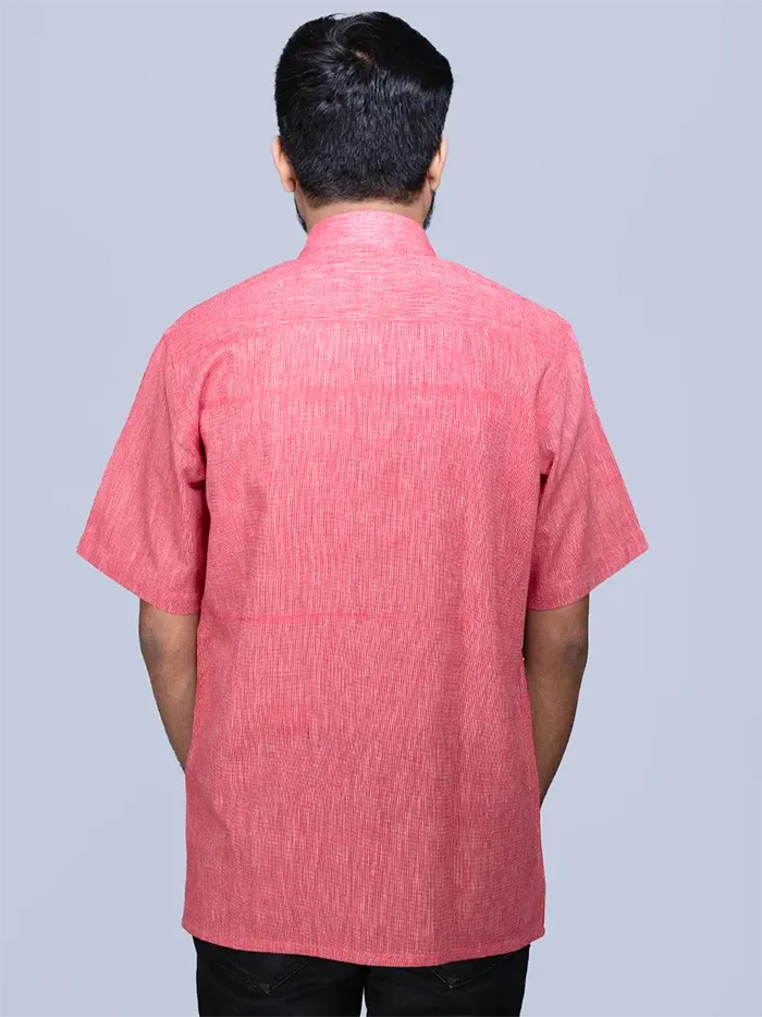 Red Handwoven Organic Cotton Formal Men Shirt