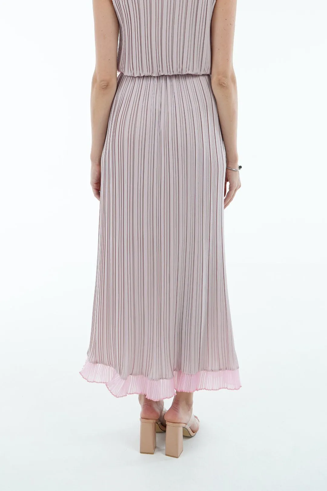 Seina Double Layer Pleated Skirt With Ruffles