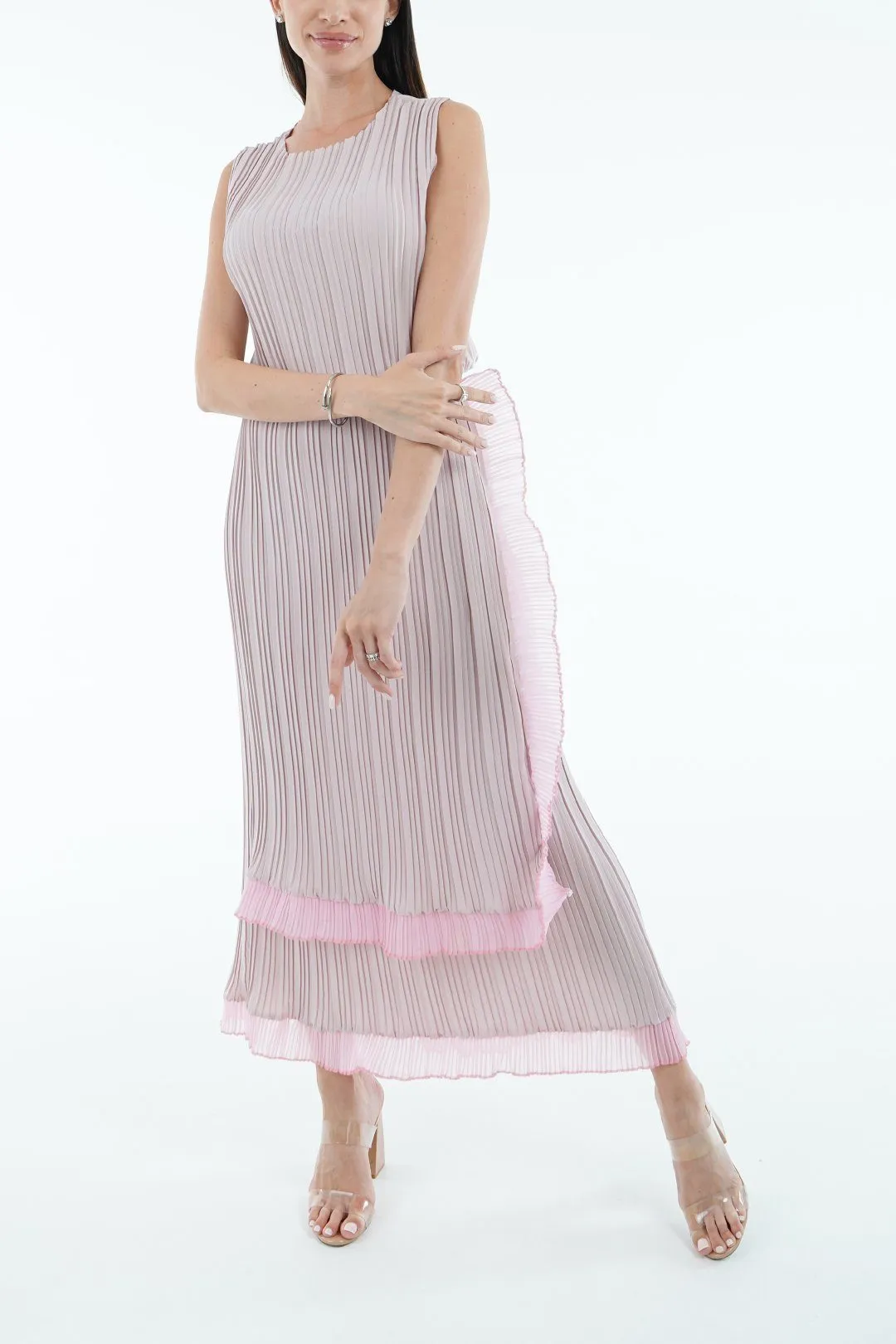 Seina Double Layer Pleated Skirt With Ruffles