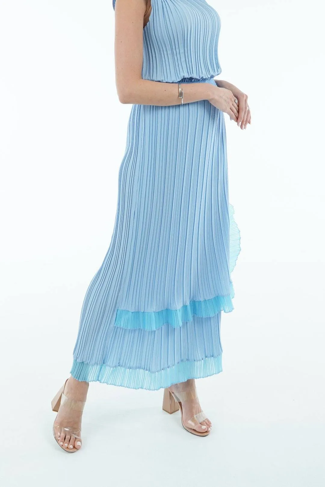 Seina Double Layer Pleated Skirt With Ruffles