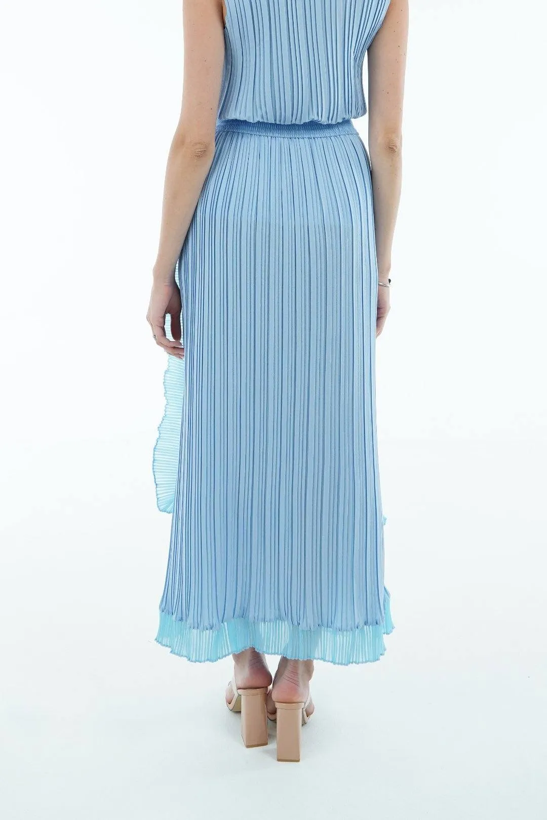 Seina Double Layer Pleated Skirt With Ruffles