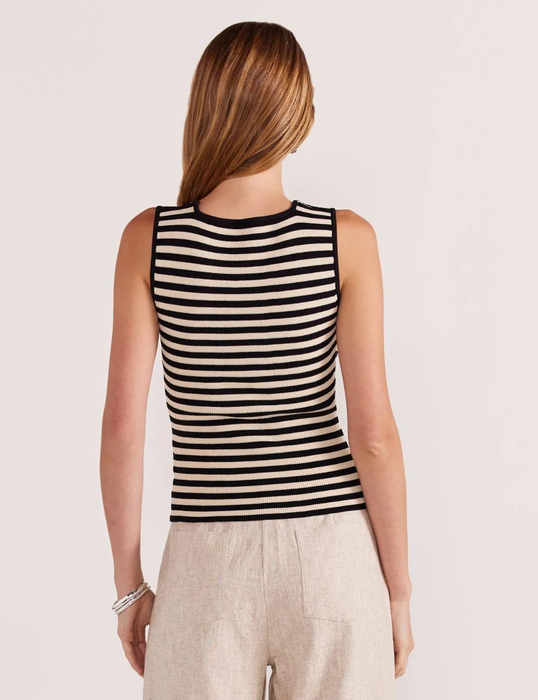 Staple the Label Mia Stripe Knit Tank in Black and Cream