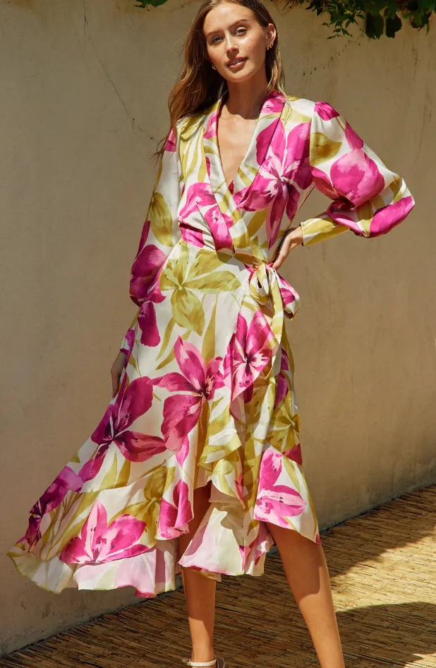 Sweet Honeymoon Midi Wrap Dress