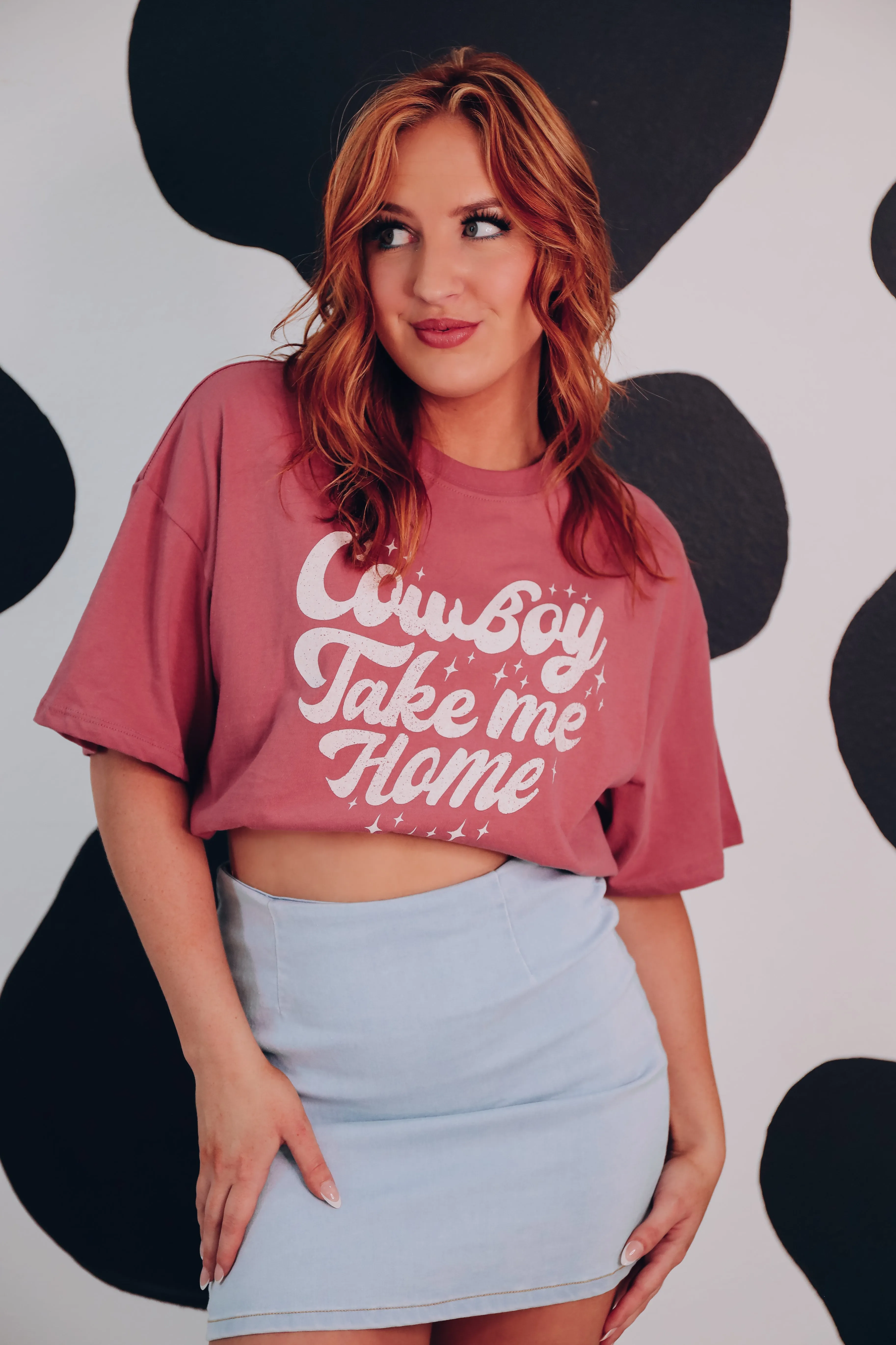 Take Me Home Graphic Crop Top - Rose