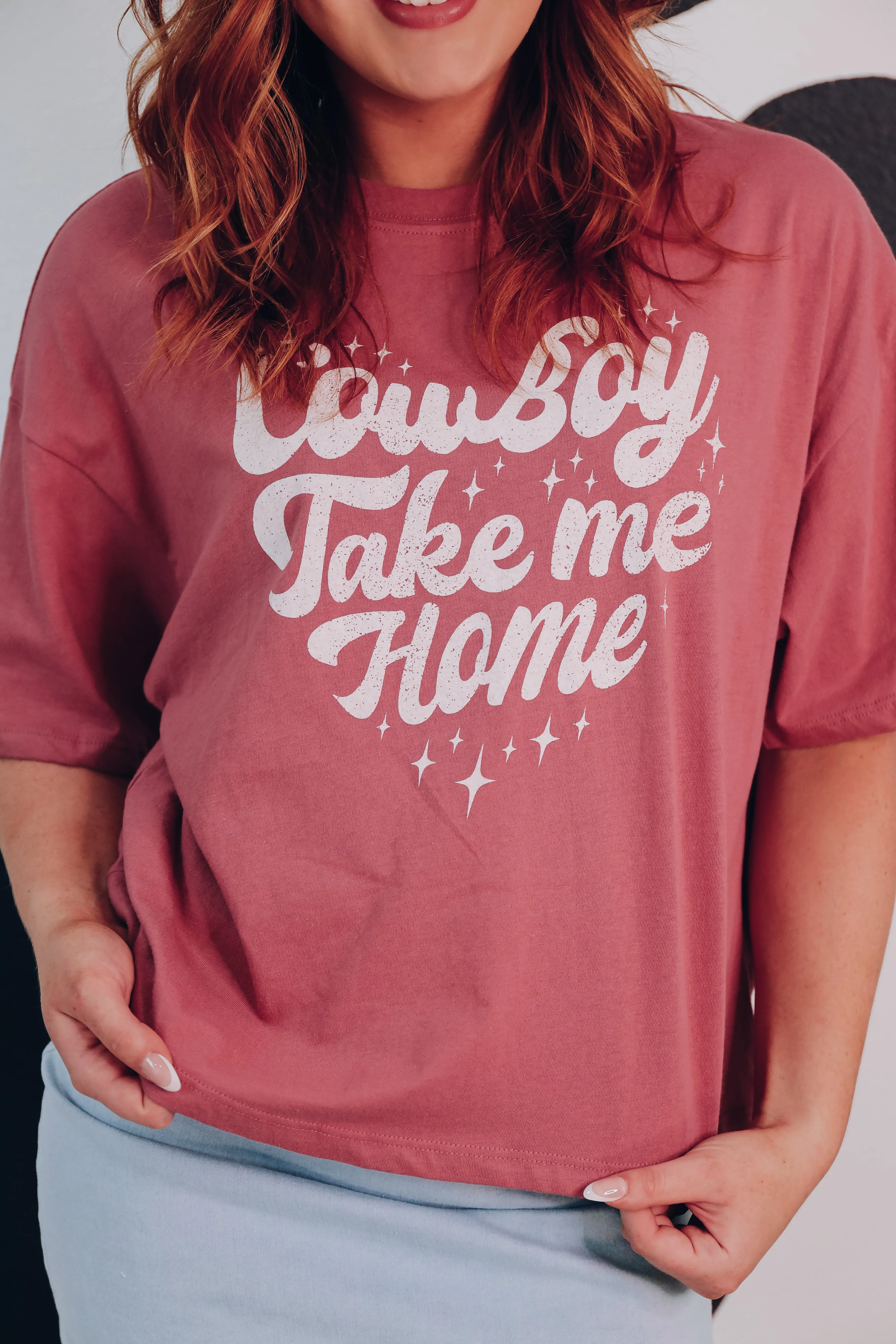 Take Me Home Graphic Crop Top - Rose