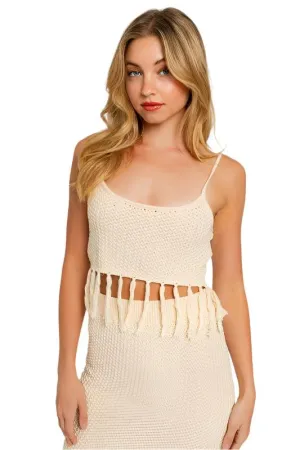 TEEK - Tassel Spaghetti Sweater Crop Top