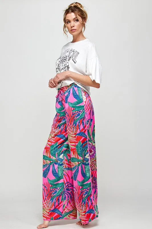 Tropicana Print Wide Leg Pants