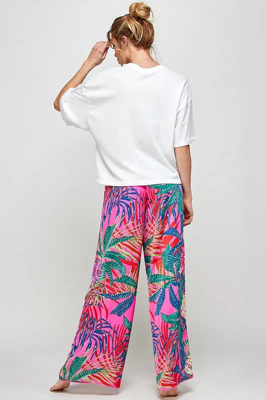 Tropicana Print Wide Leg Pants