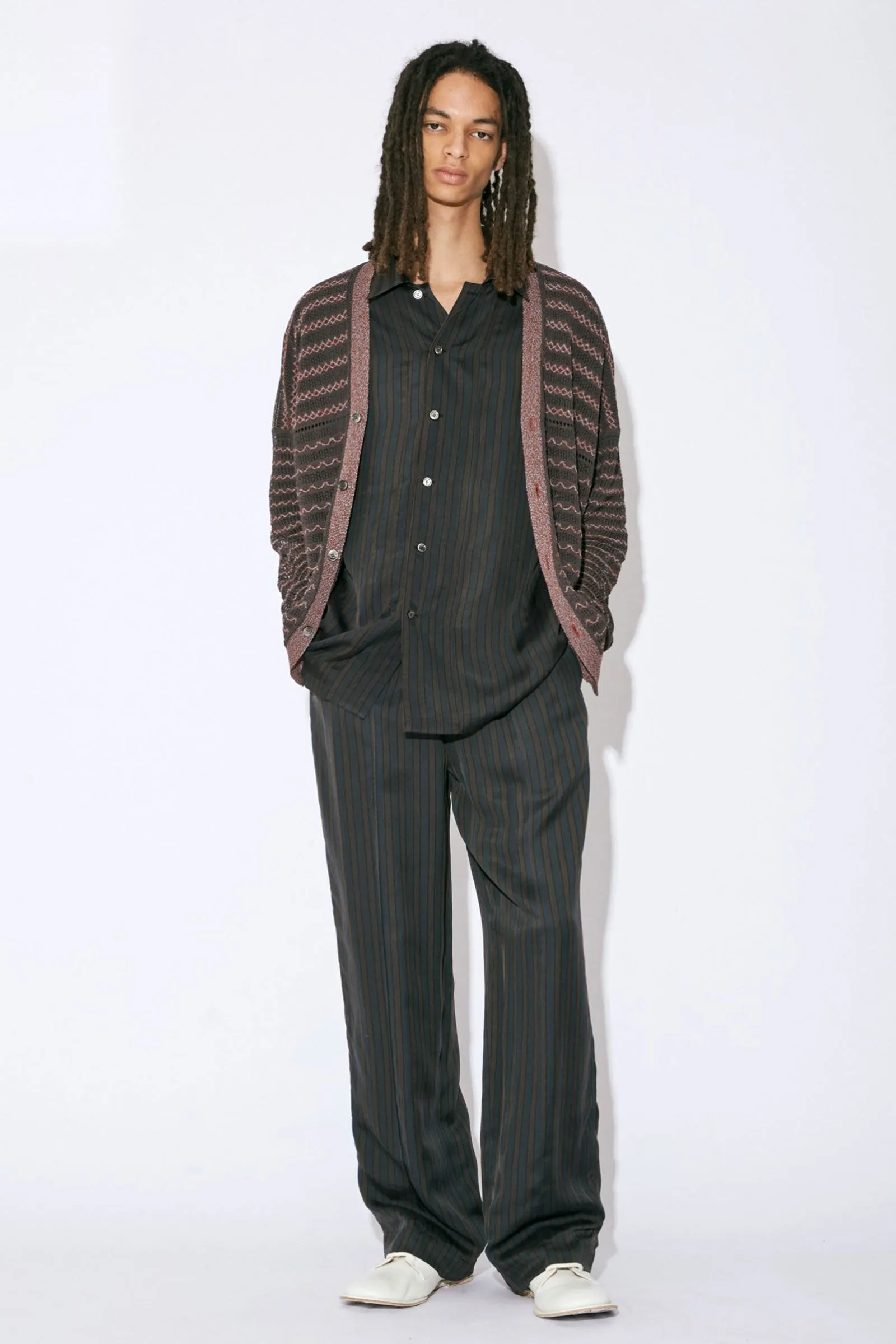 UNISEX - Striped Cotton Knitted Cardigan