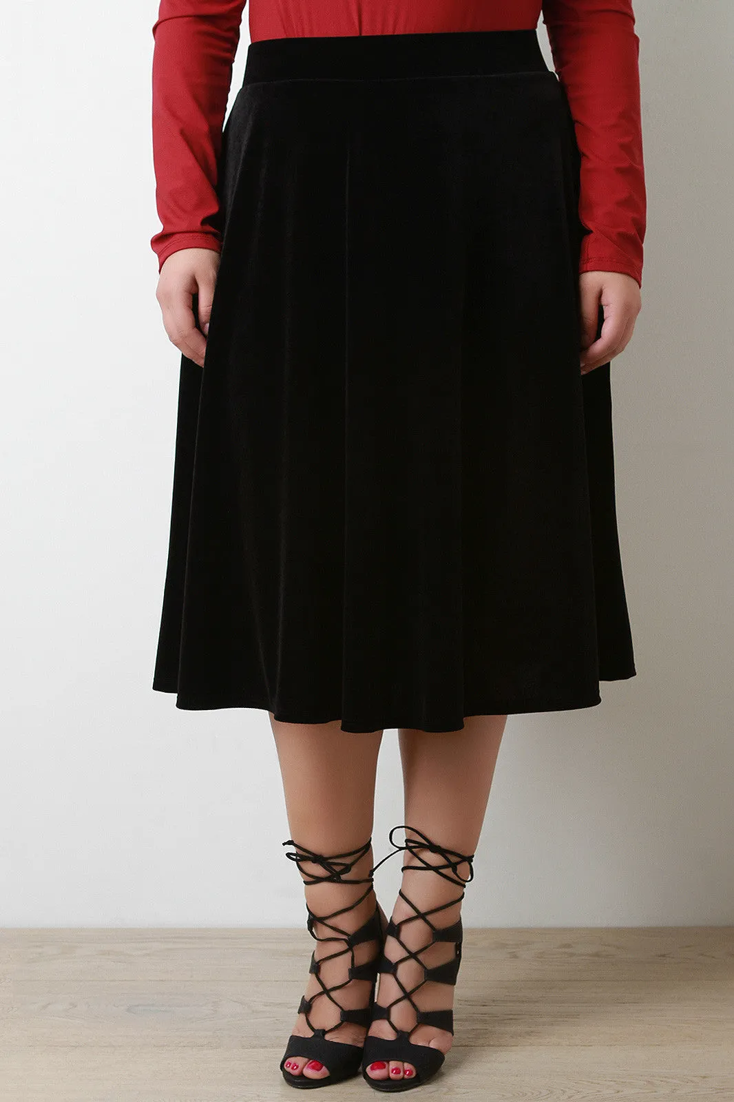 Velvet A-Line Midi Skirt