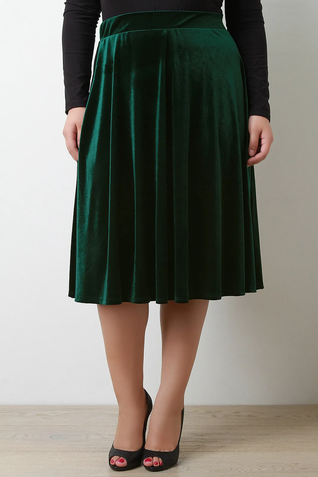 Velvet A-Line Midi Skirt