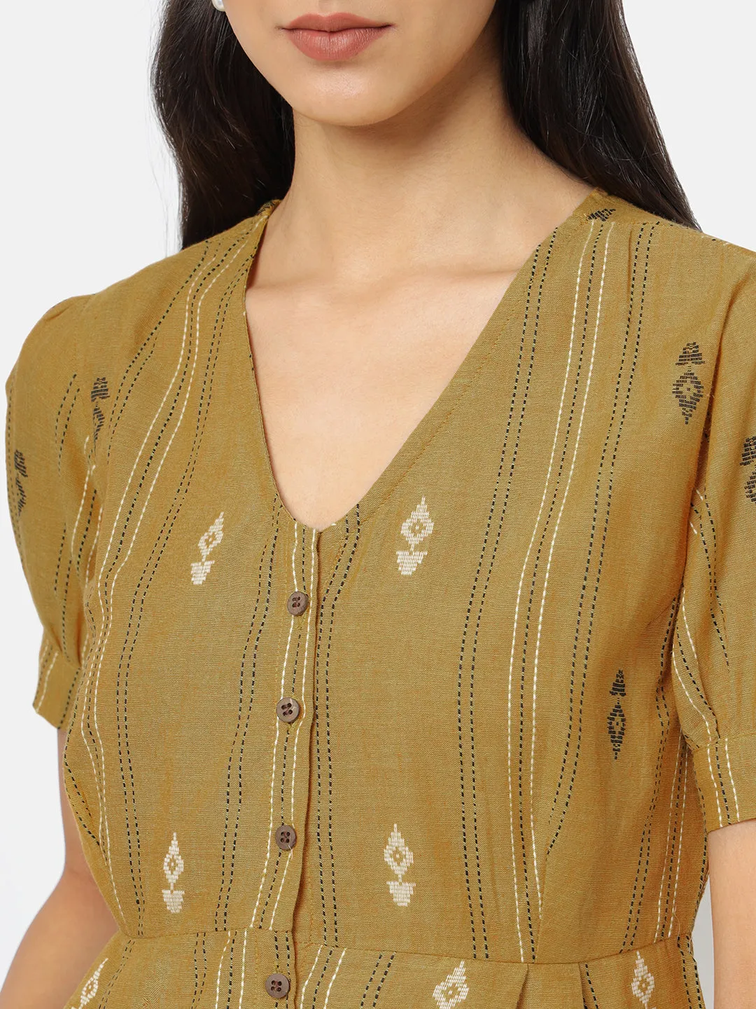 Weaves of south puffed sleeve top