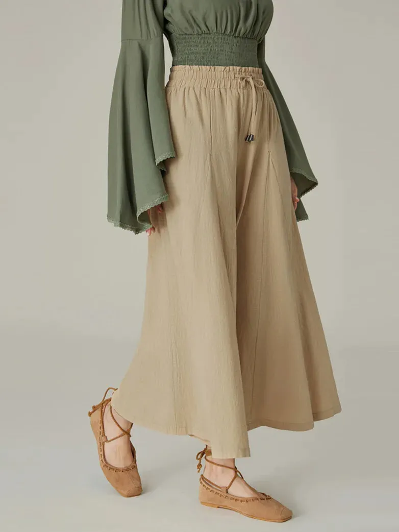 Women Cotton Renaissance Drawstring Palazzo Pants with Pocket