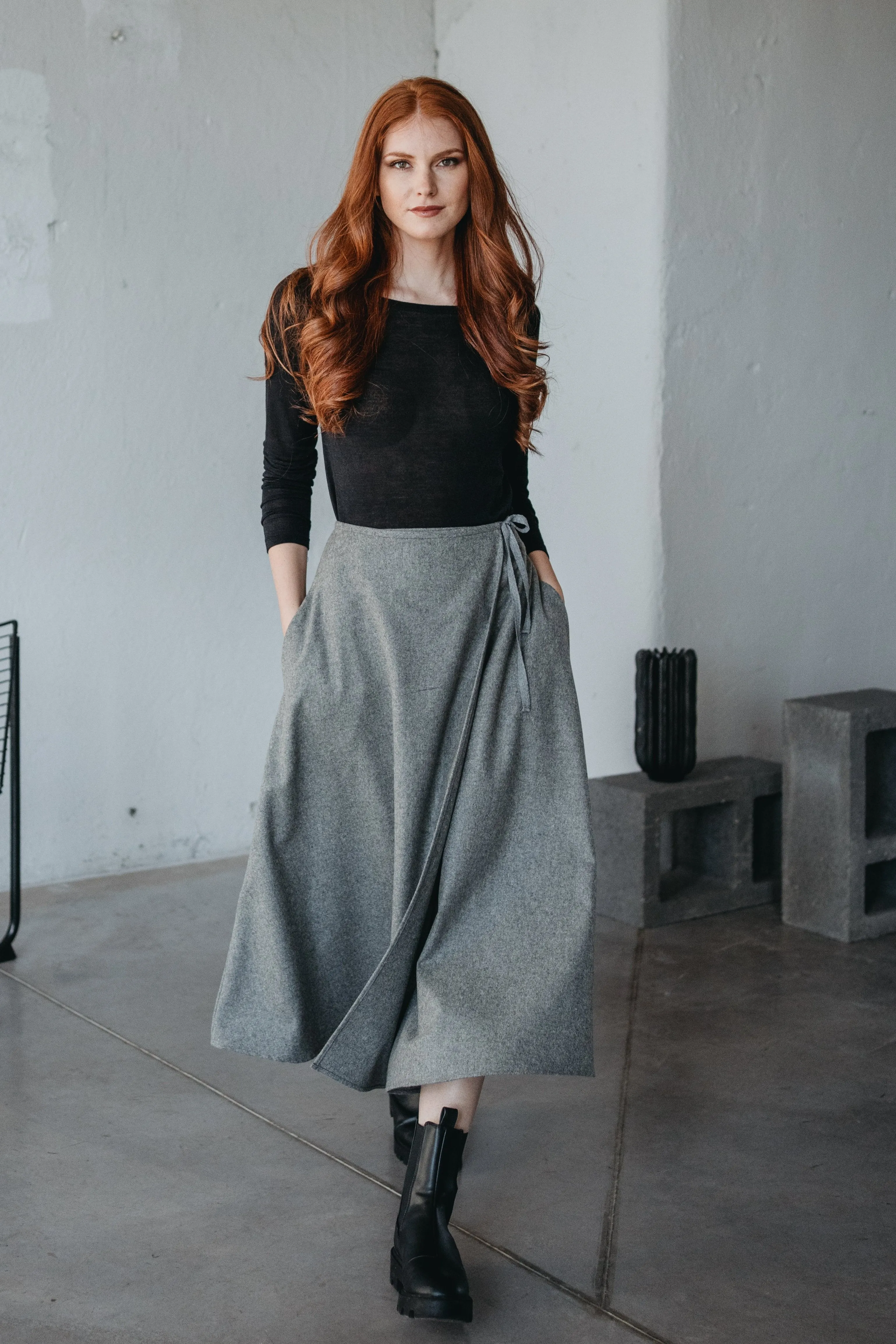 Wool Wrap Maxi Skirt