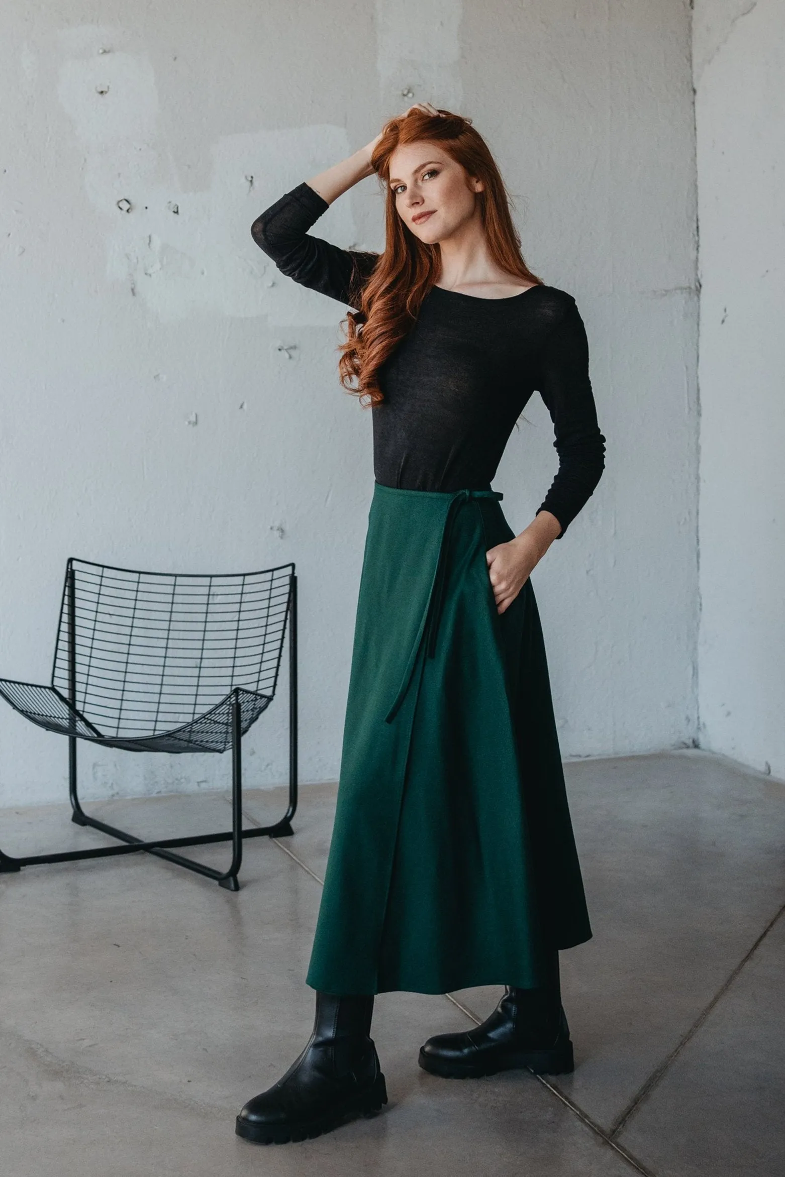 Wool Wrap Maxi Skirt